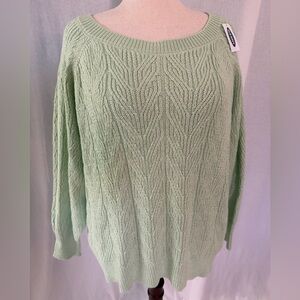 NWT Old Navy Pistachio Green Cable Knit Sweater - Size 3X